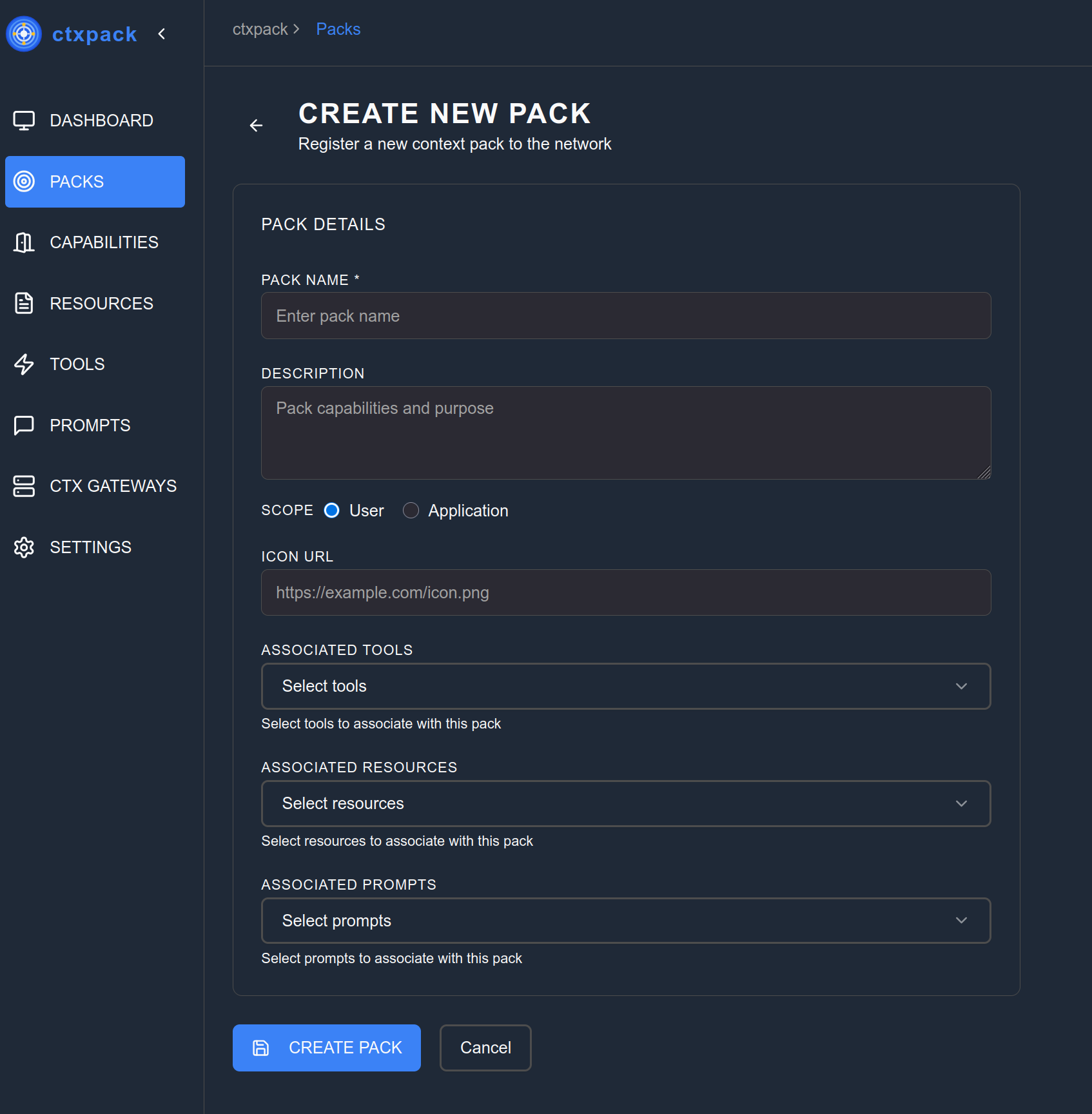 Create New Pack